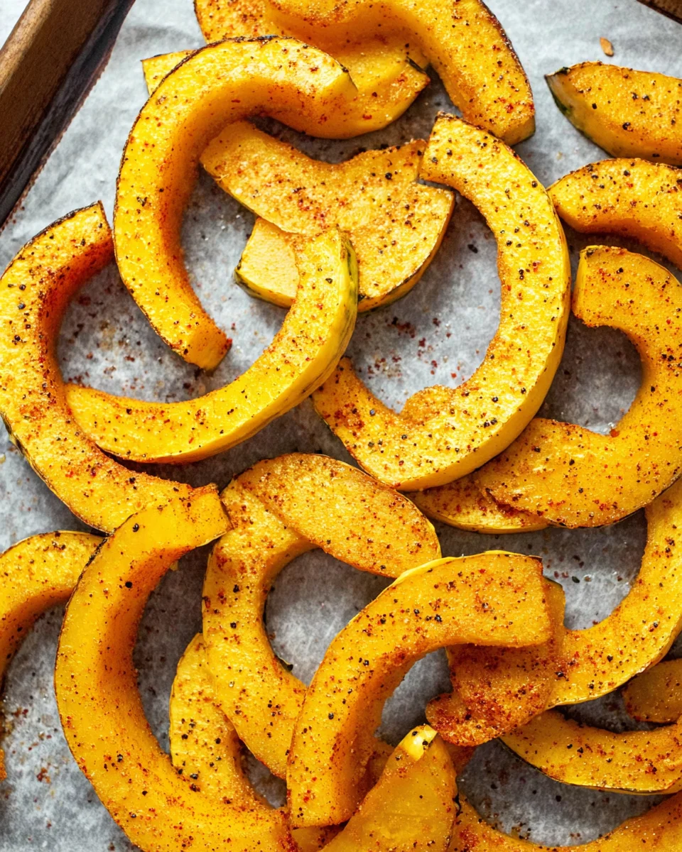 Sliced pumpkin ready to be roasted