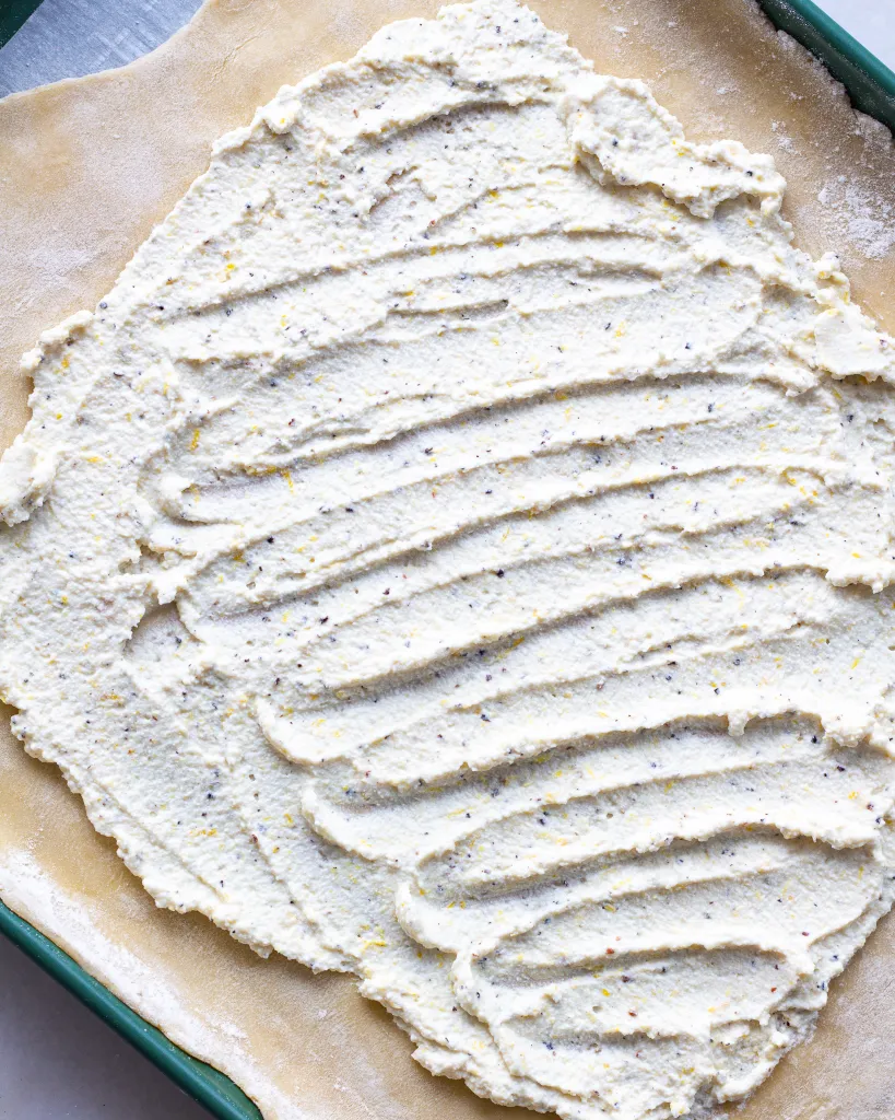 Lemon ricotta spread on puff pastry