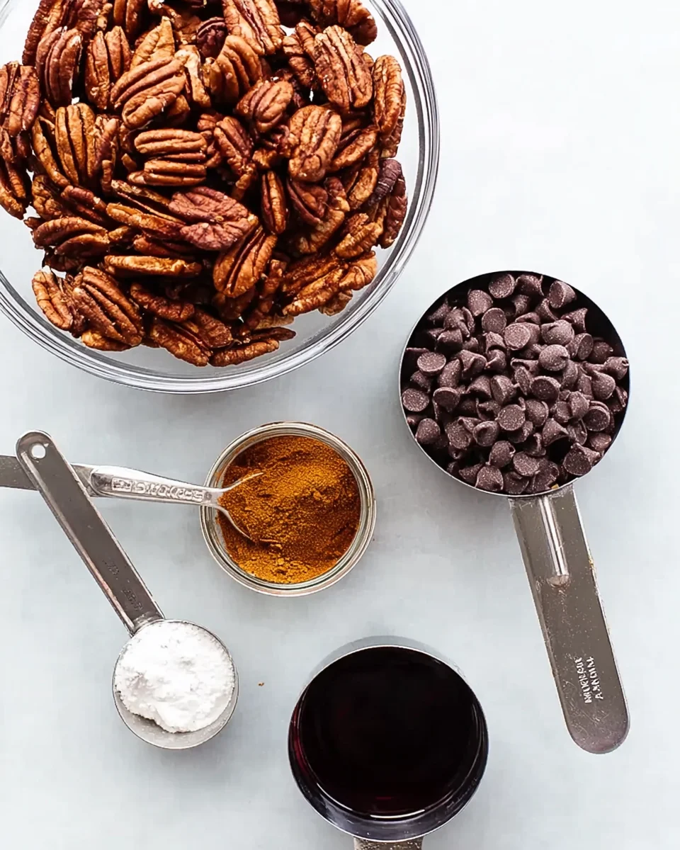 1765821668_671_Ingredients-for-the-pecan-galette.jpg pecans, chocolate chips, cinnamon, red wine, corn starch