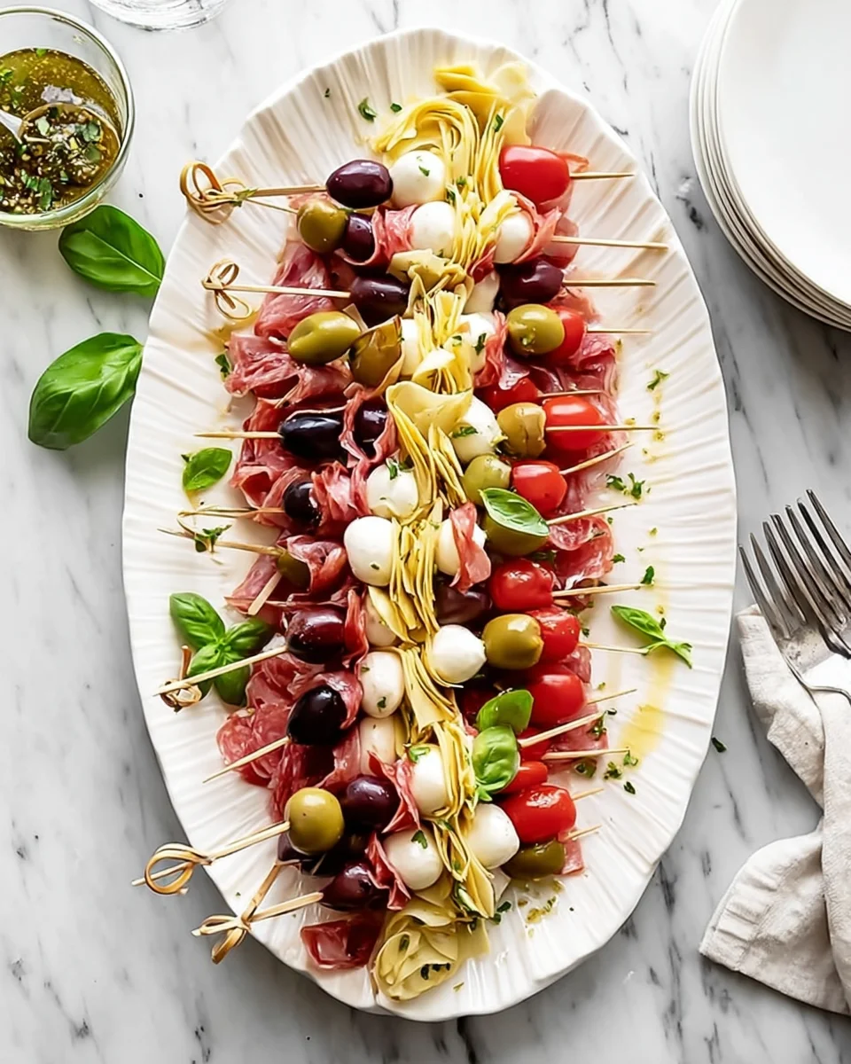 A platter of antipasto skewers for the best appetizer.
