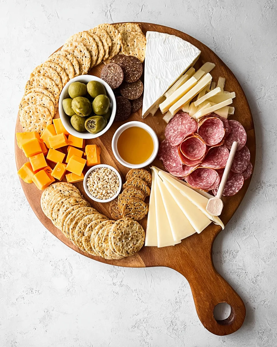 Step four of a charcuterie: Add crackers.