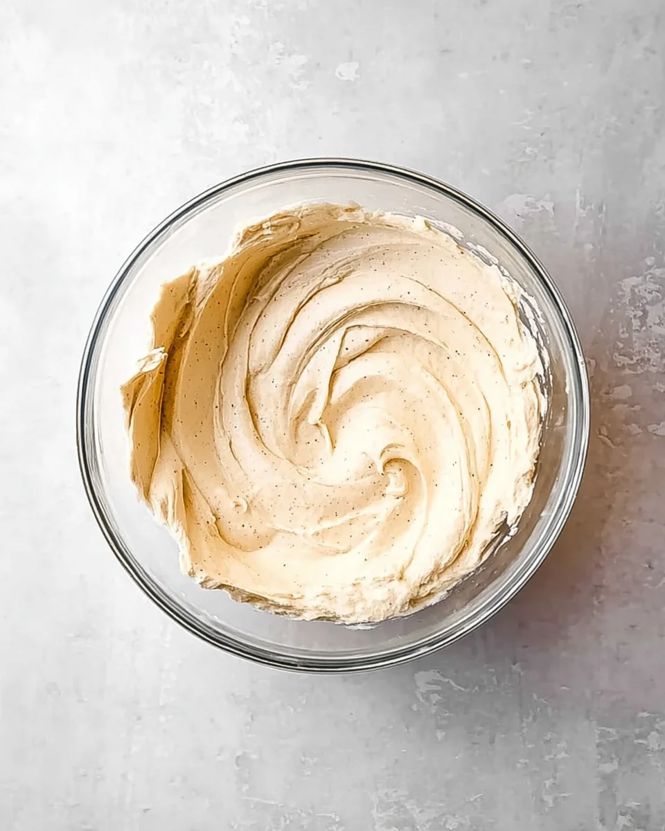 Cream cheese mixture in a bowl.