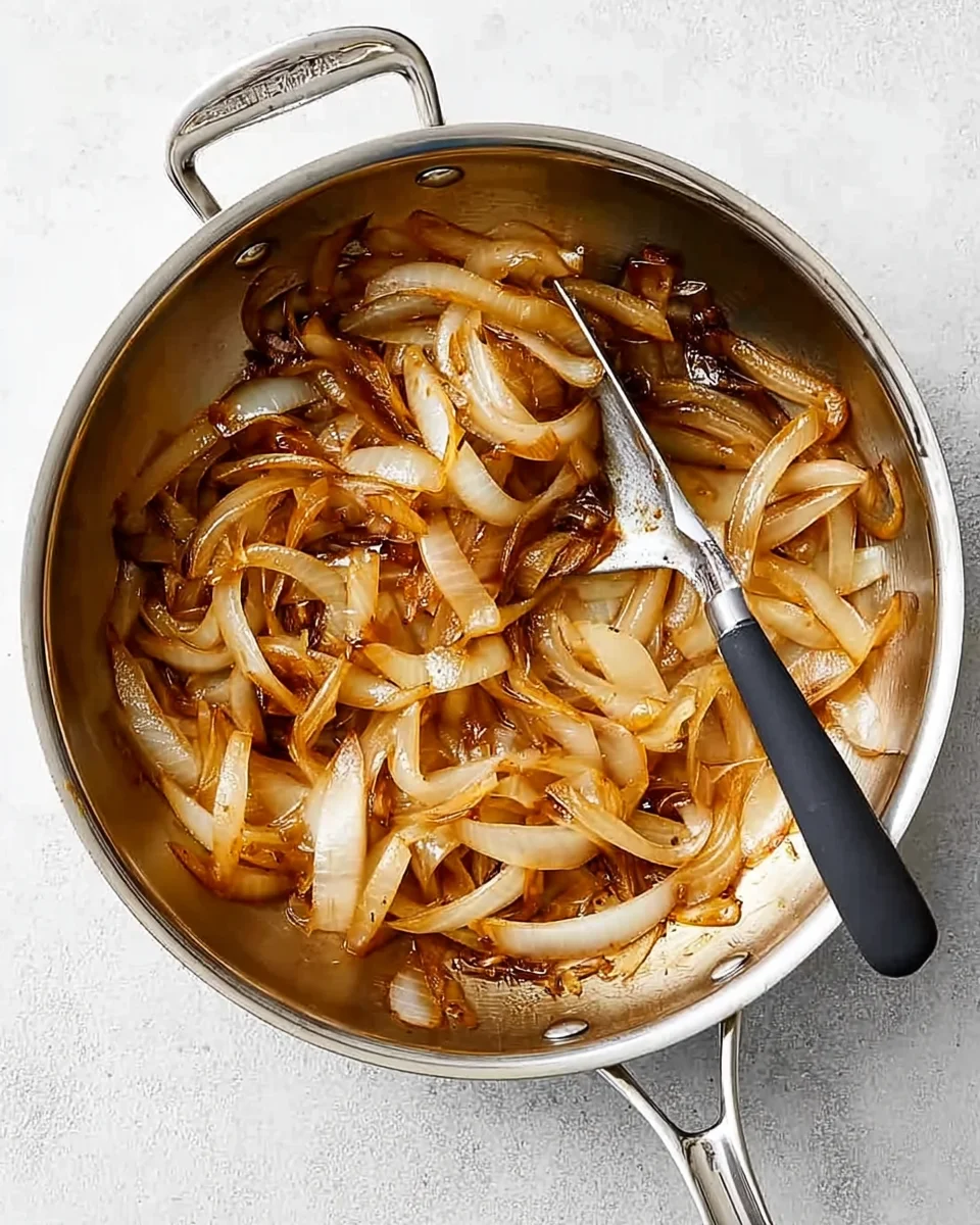 Step one of French onion dip: caramelize onions.
