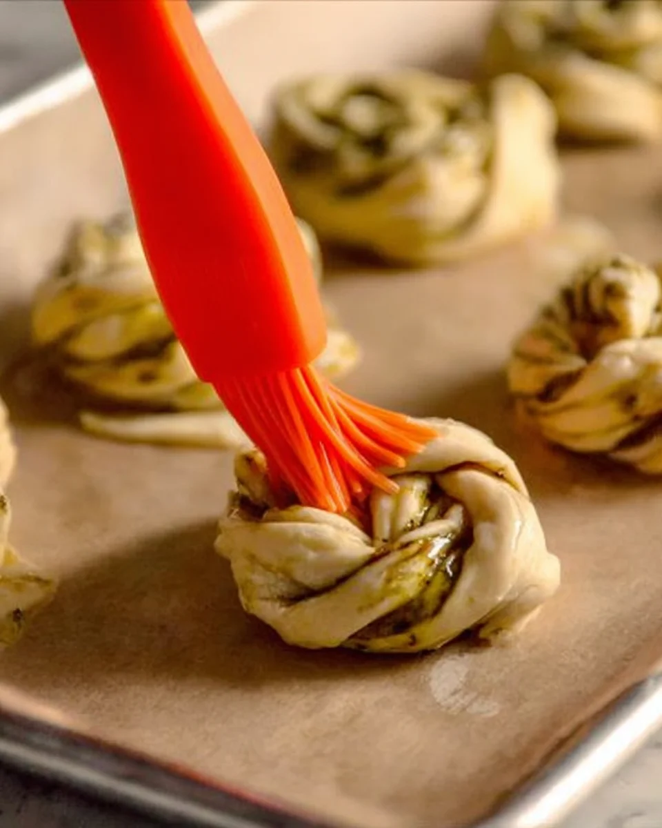 egg washing Chocolate Pistachio Puff Pastry Swirls