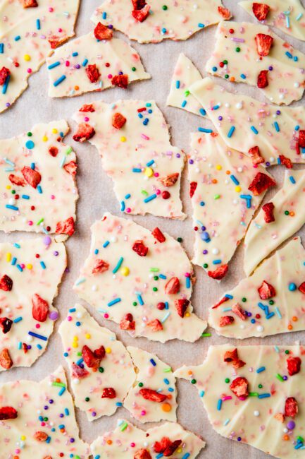 Popping Candy Chocolate Bark top down