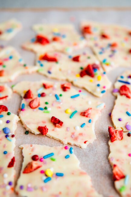 Popping Candy Chocolate Bark side view
