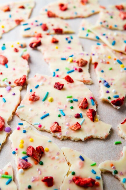 Popping Candy Chocolate Bark side view