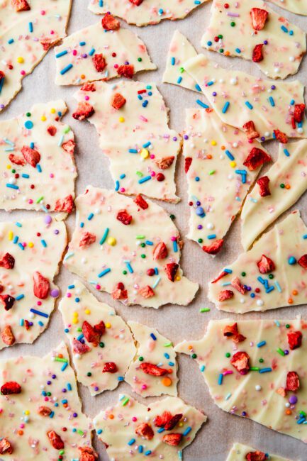 Popping Candy Chocolate Bark top down view