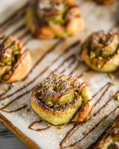 Chocolate Pistachio Puff Pastry Swirls {4 Ingredients}