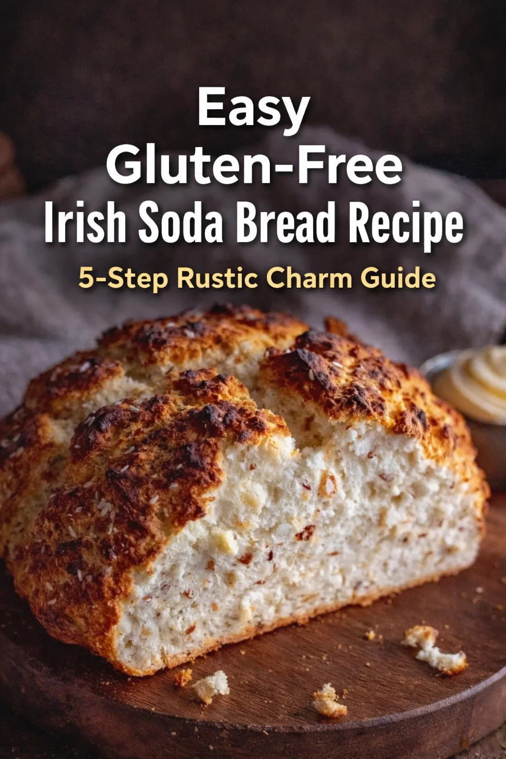 Pinterest-style image for Easy Gluten-Free Irish Soda Bread Recipe 5-Step Rustic Charm Guide with centered text overlay