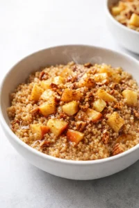 Final plated Cinnamon Apple Breakfast Quinoa served as a hero shot