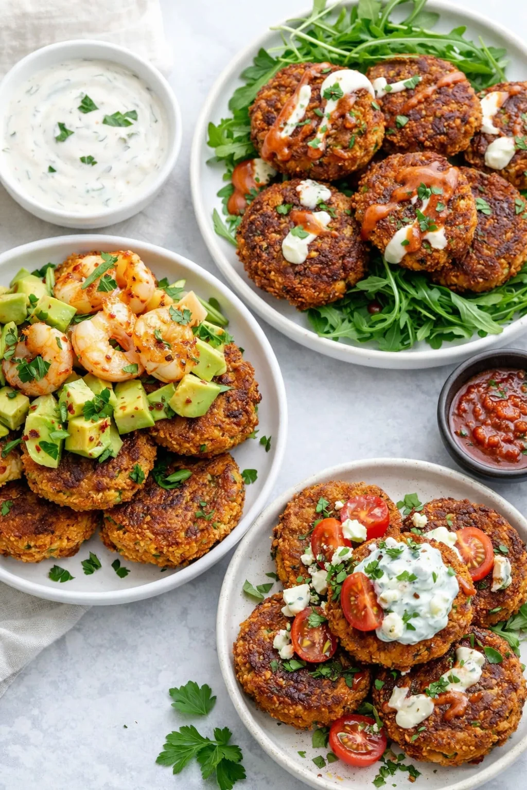 Variation ideas for Flavorful Chickpea Fritters shown in a styled layout