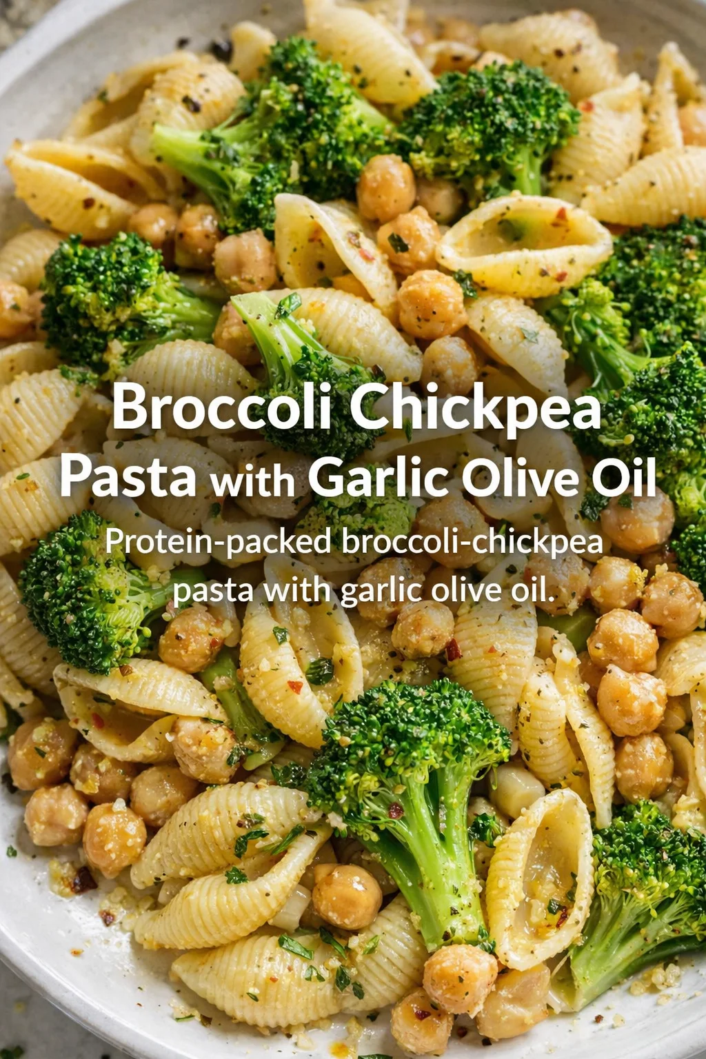 pre_faq_pinterest-placeholder.png Pinterest-style image for Broccoli Chickpea Pasta with Garlic Olive Oil with centered text overlay