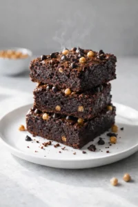 Final plated Chocolate Chickpea Brownies served as a hero shot