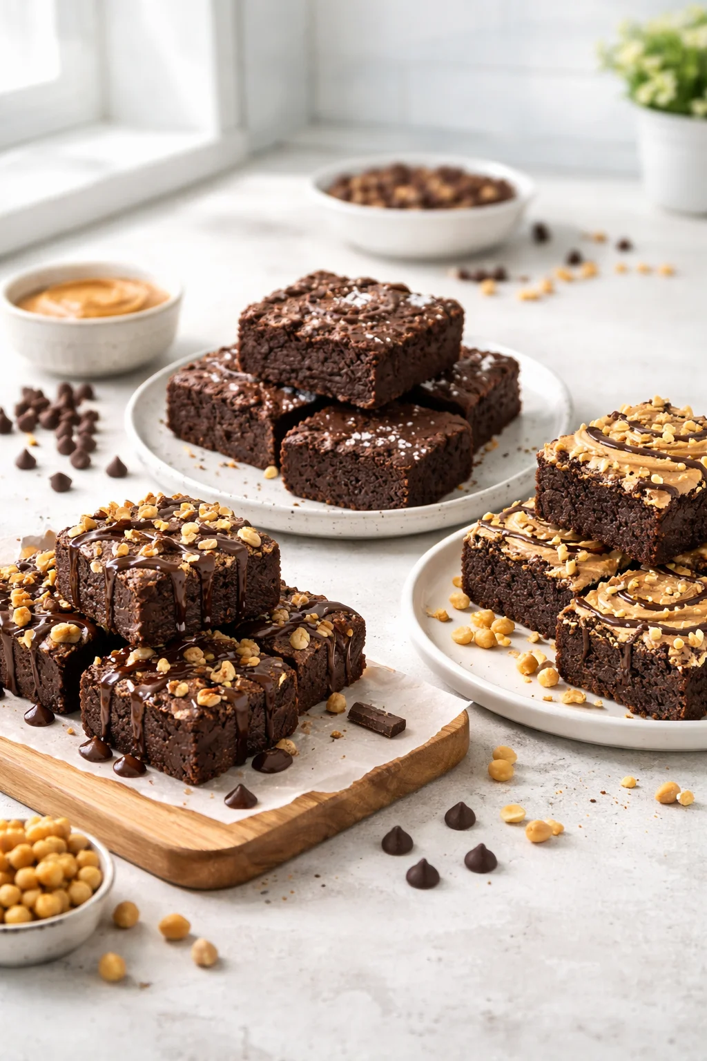Variation ideas for Chocolate Chickpea Brownies shown in a styled layout