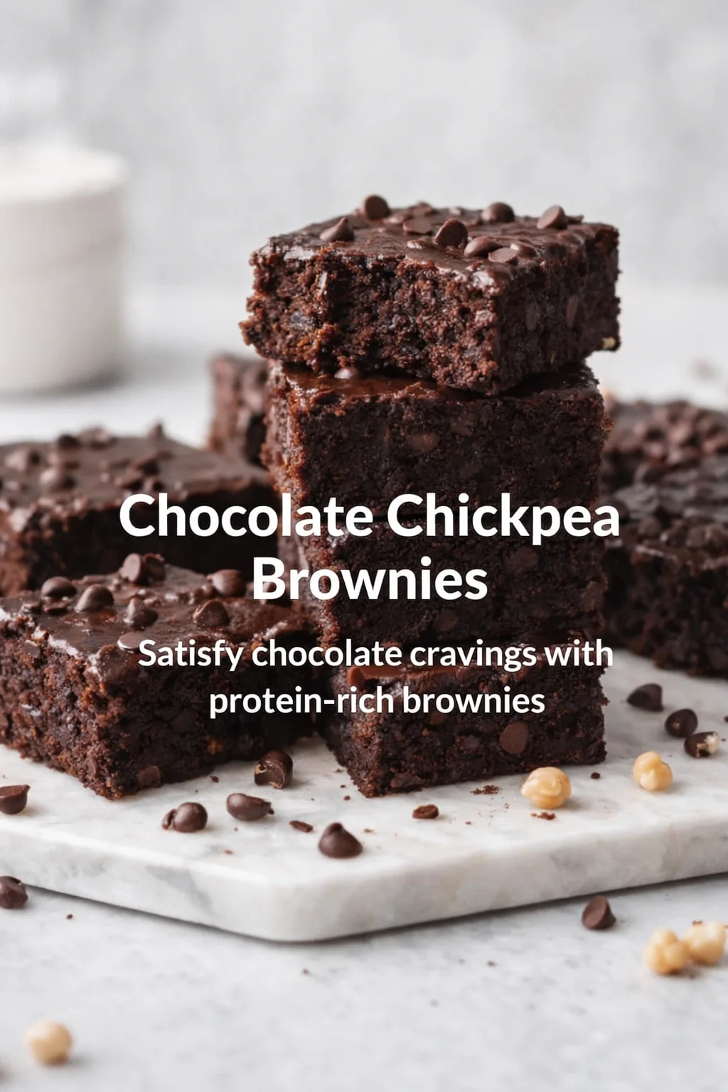 Pinterest-style image for Chocolate Chickpea Brownies with centered text overlay