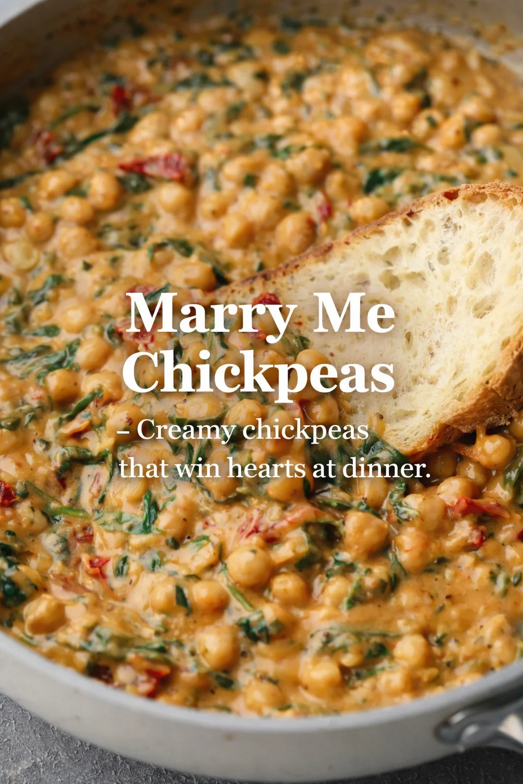 Pinterest-style image for Marry Me Chickpeas with centered text overlay