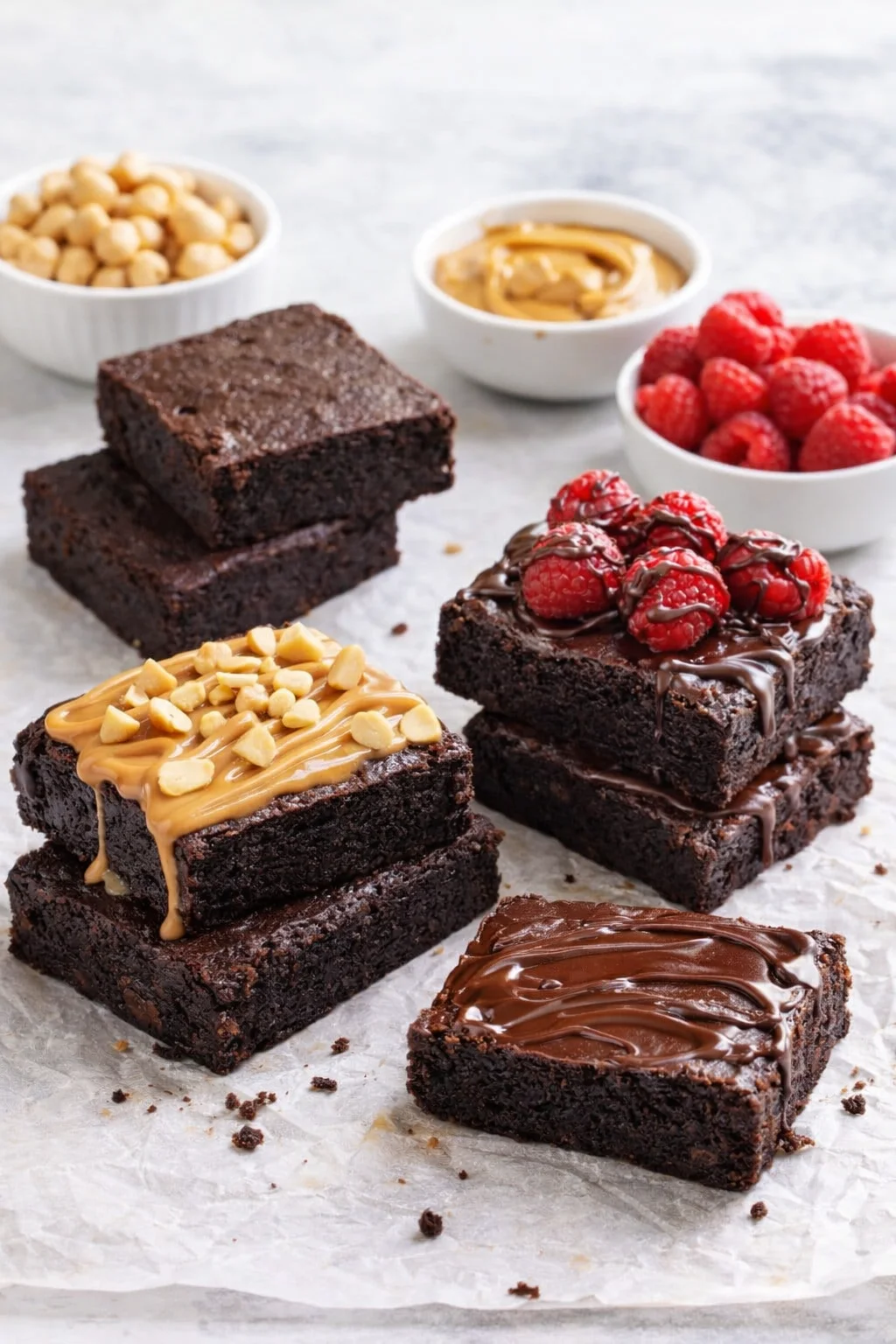 Variation ideas for Chocolate Chickpea Brownies shown in a styled layout