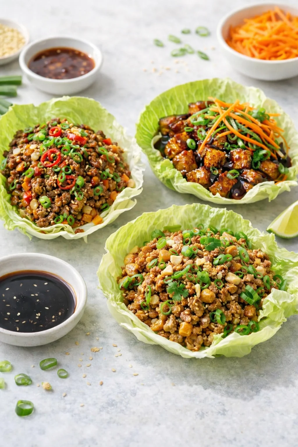 Variation ideas for Beef San Choy Bao (Chinese Lettuce Cups ) shown in a styled layout