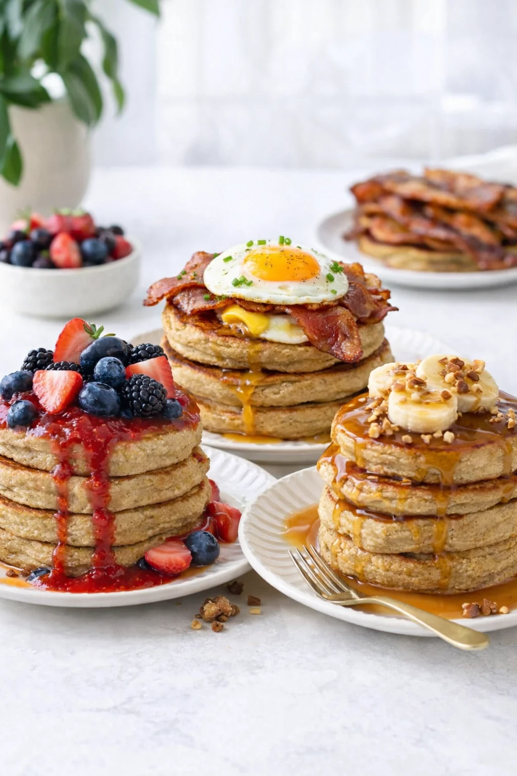 Variation ideas for Quinoa Pancakes shown in a styled layout