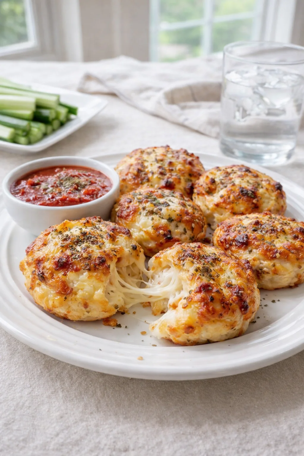 Alternative angle of 30-Minute Cottage Cheese Pizza Bites Your Kids Will Devour served with a pairing