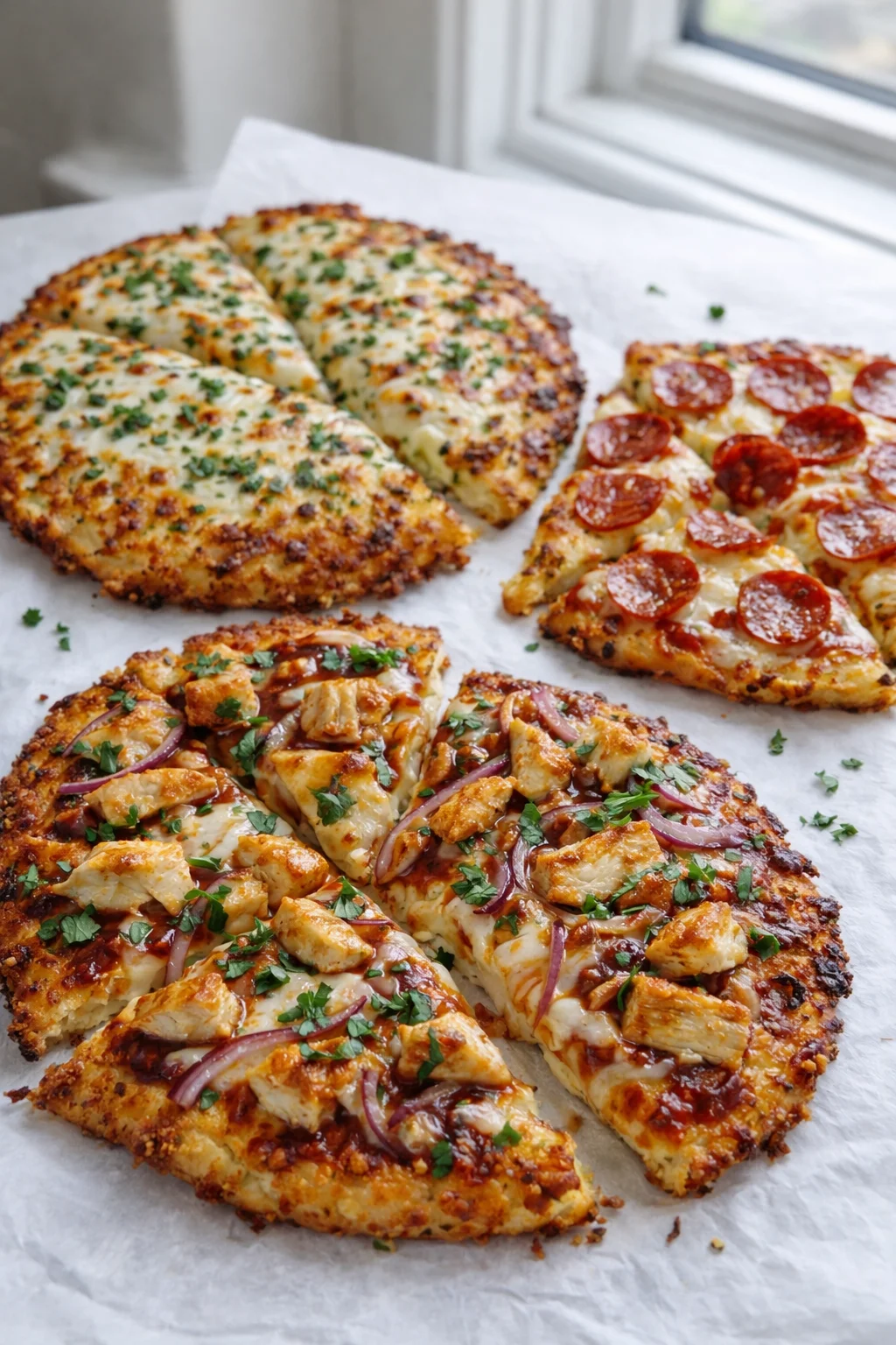 variations-placeholder.png Variation ideas for 3-Ingredient Cottage Cheese Pizza Crust: Quick & Easy! shown in a styled layout