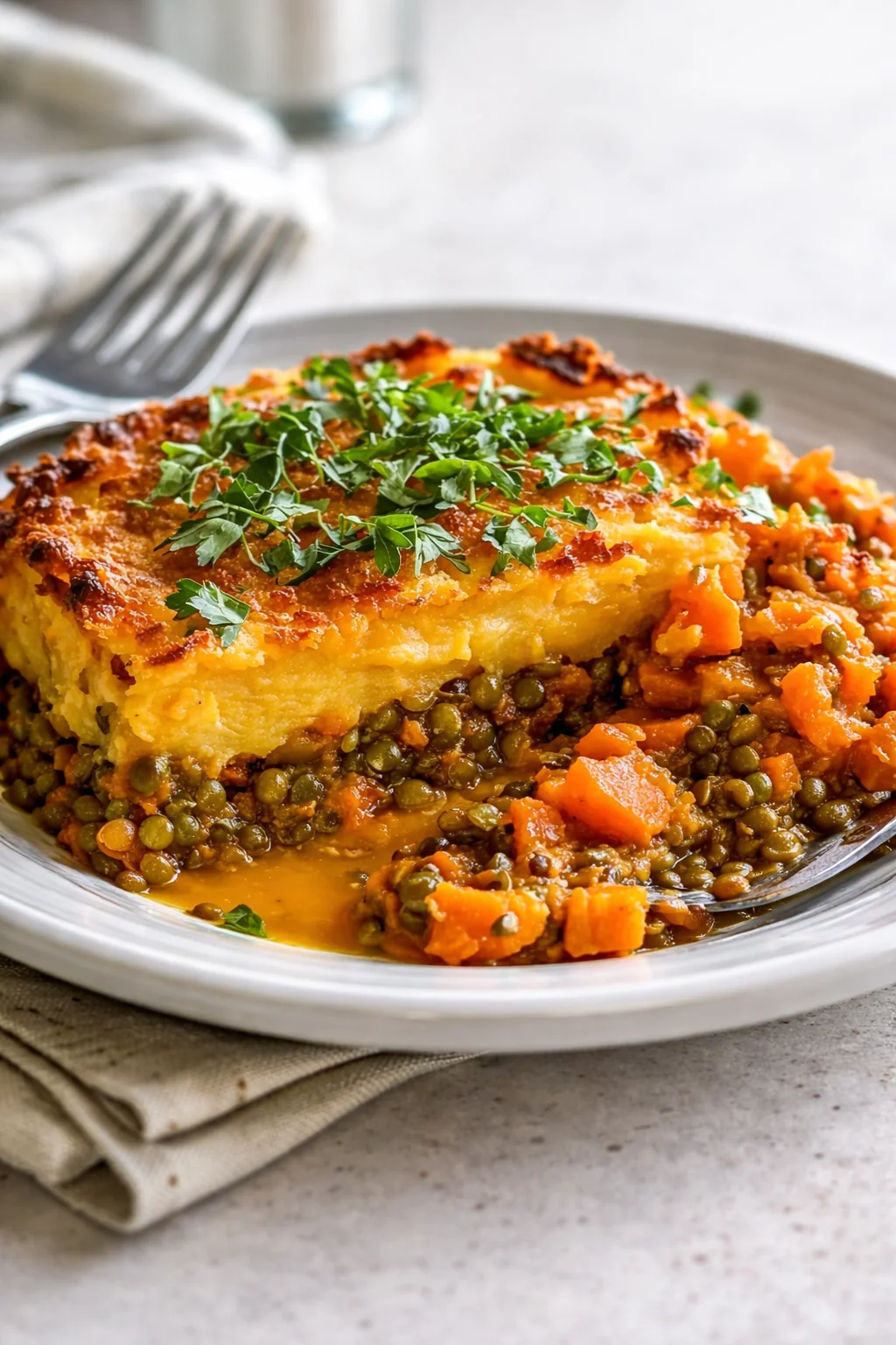 intro_final_dish-placeholder.png Final plated Irresistible Sweet Potato & Lentil Shepherd’s Pie: Comfort Food served as a hero shot