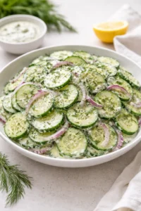 Final plated Cucumber Dill Salad: A Fresh Taste of Summer Tradition served as a hero shot
