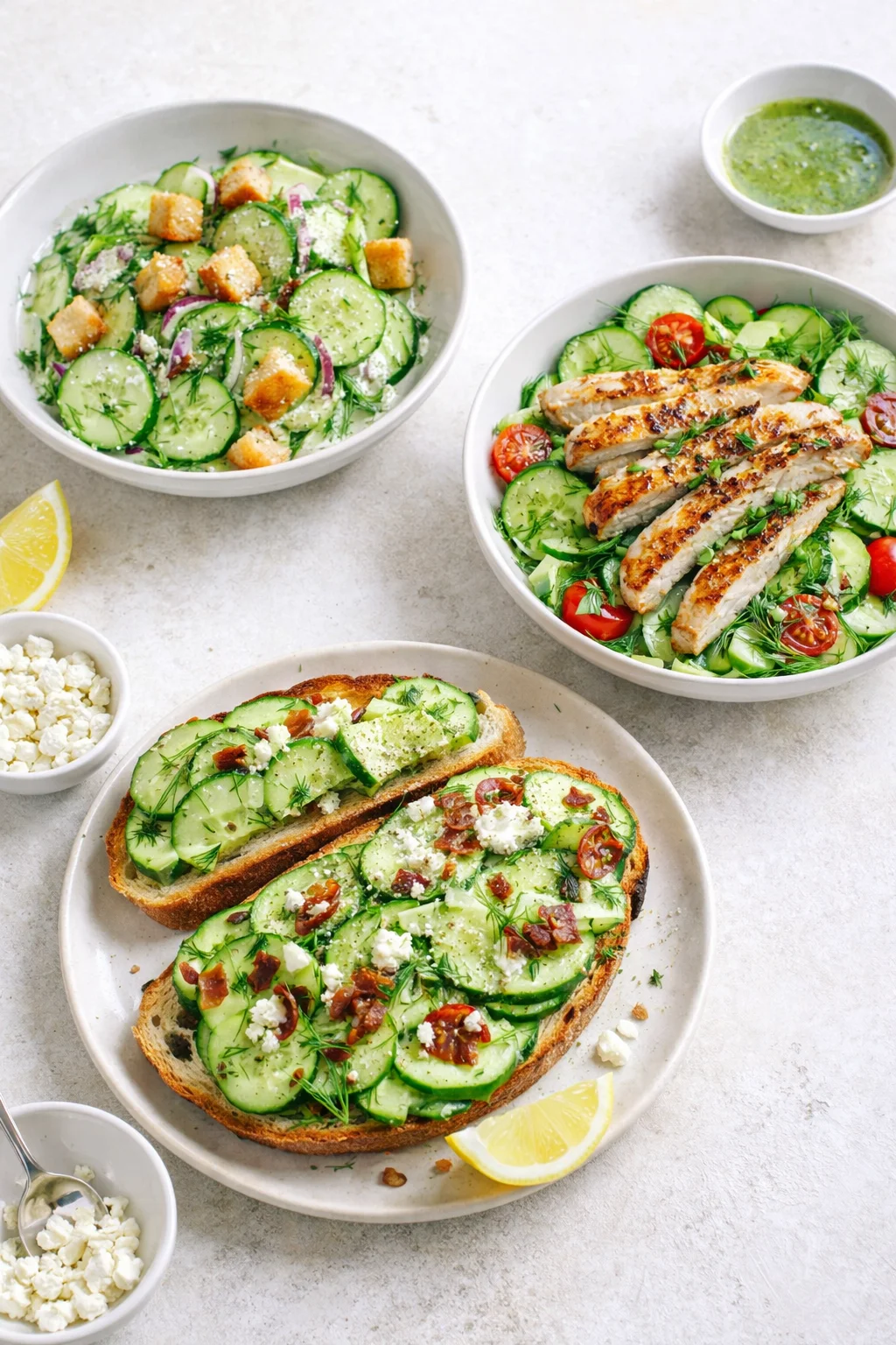 variations-placeholder.png Variation ideas for Cucumber Dill Salad: A Fresh Taste of Summer Tradition shown in a styled layout