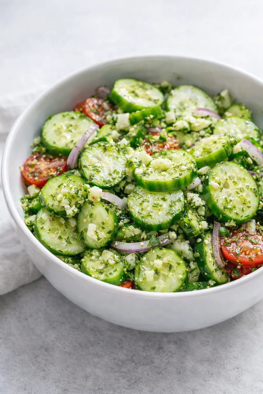 Final plated 10-Minute Refreshing Cucumber Salad That Crushes Summer Heat served as a hero shot
