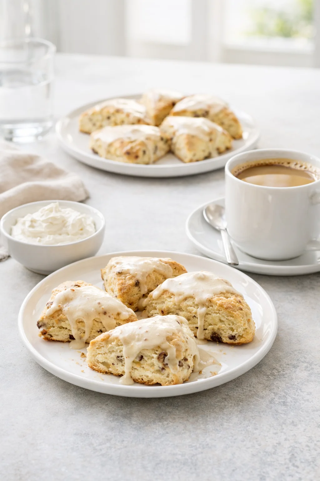 Alternative angle of Irish Cream Scones served with a pairing