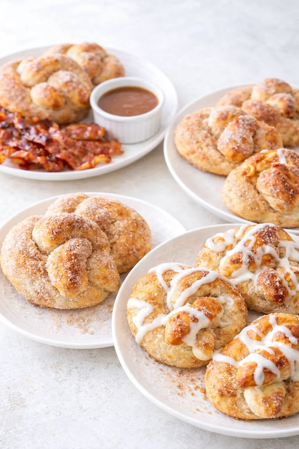 Variation ideas for Cinnamon Sugar Soft Pretzels Recipe shown in a styled layout