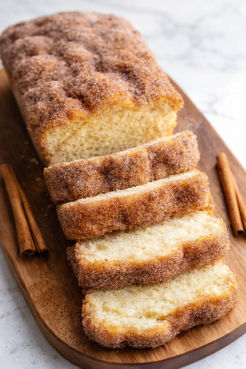 Final plated Cinnamon Sugar Donut Bread - Deliciously Irresistible Delight served as a hero shot