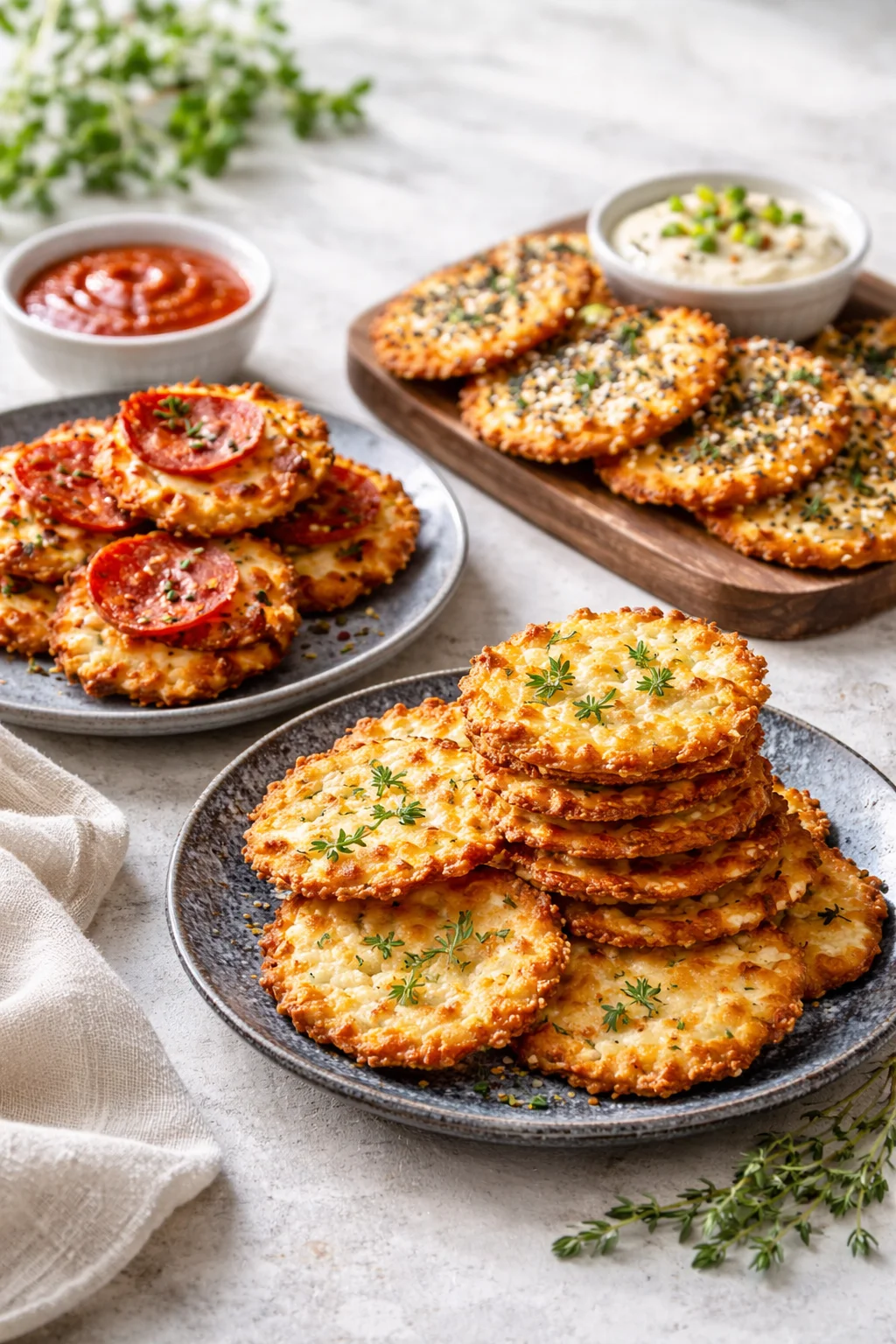 Variation ideas for Cottage Cheese Crackers: The Crispiest, High-Protein Snack shown in a styled layout