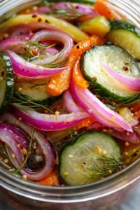 Final plated Easy Refrigerator Pickled Vegetables Recipe – Quick & Tangy Recipe – SnackRio served as a hero shot