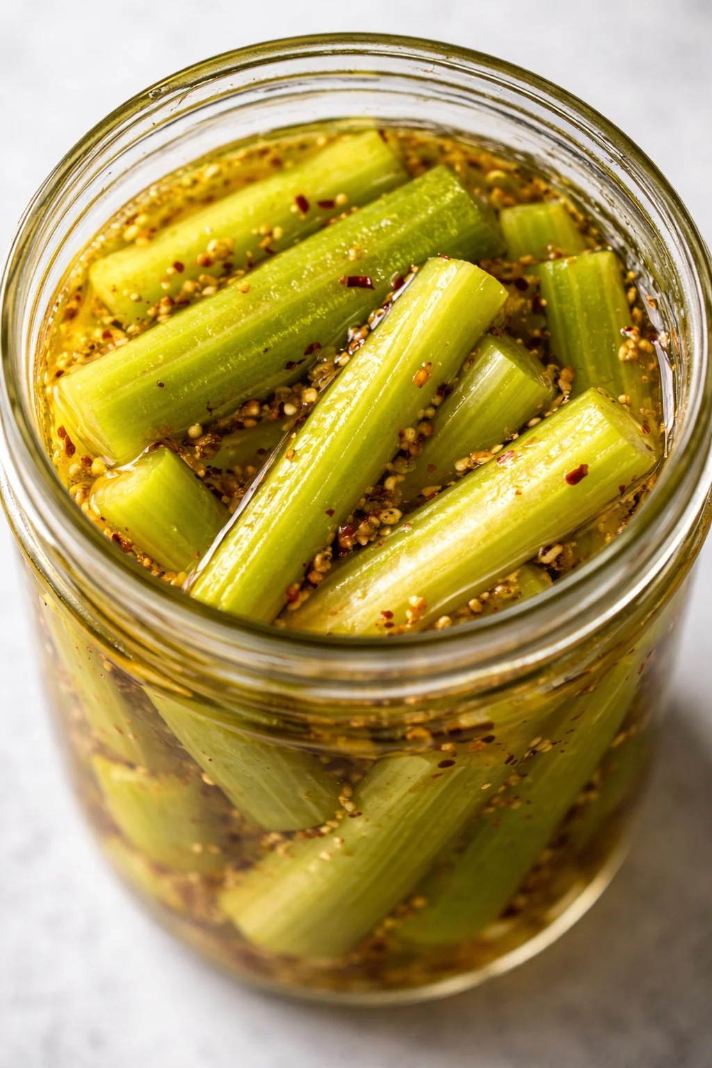 Final plated Pickled Celery – Mix Recipes Finds served as a hero shot