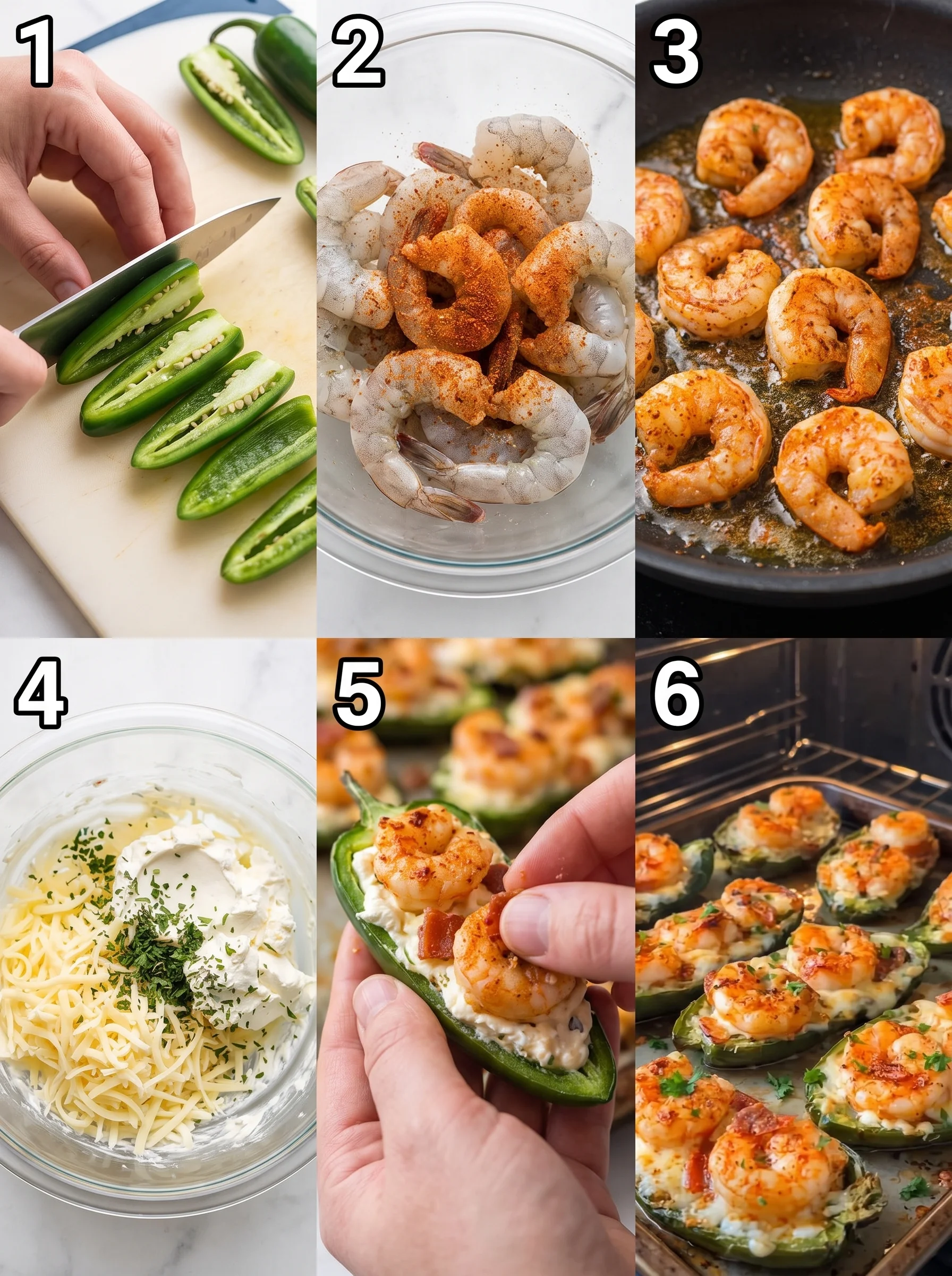 Spicy shrimp stuffed jalapeños filled with creamy cheese and seasoned shrimp